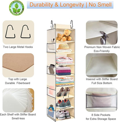 Large-Sized Hanging Shoe Organizer 8-Shelf, Hanging Closet Organizer