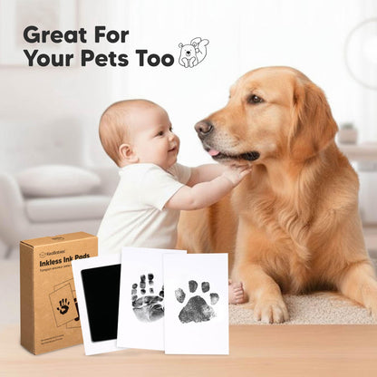 4-Pack Inkless Baby Hand and Footprint Kit - Mess Free Ink Pad for Newborn Keepsake, Dog Nose & Paw Print Kit, Clean Touch Ink Pad for Baby Hand & Footprints, First Mother's Day (Jet Black)