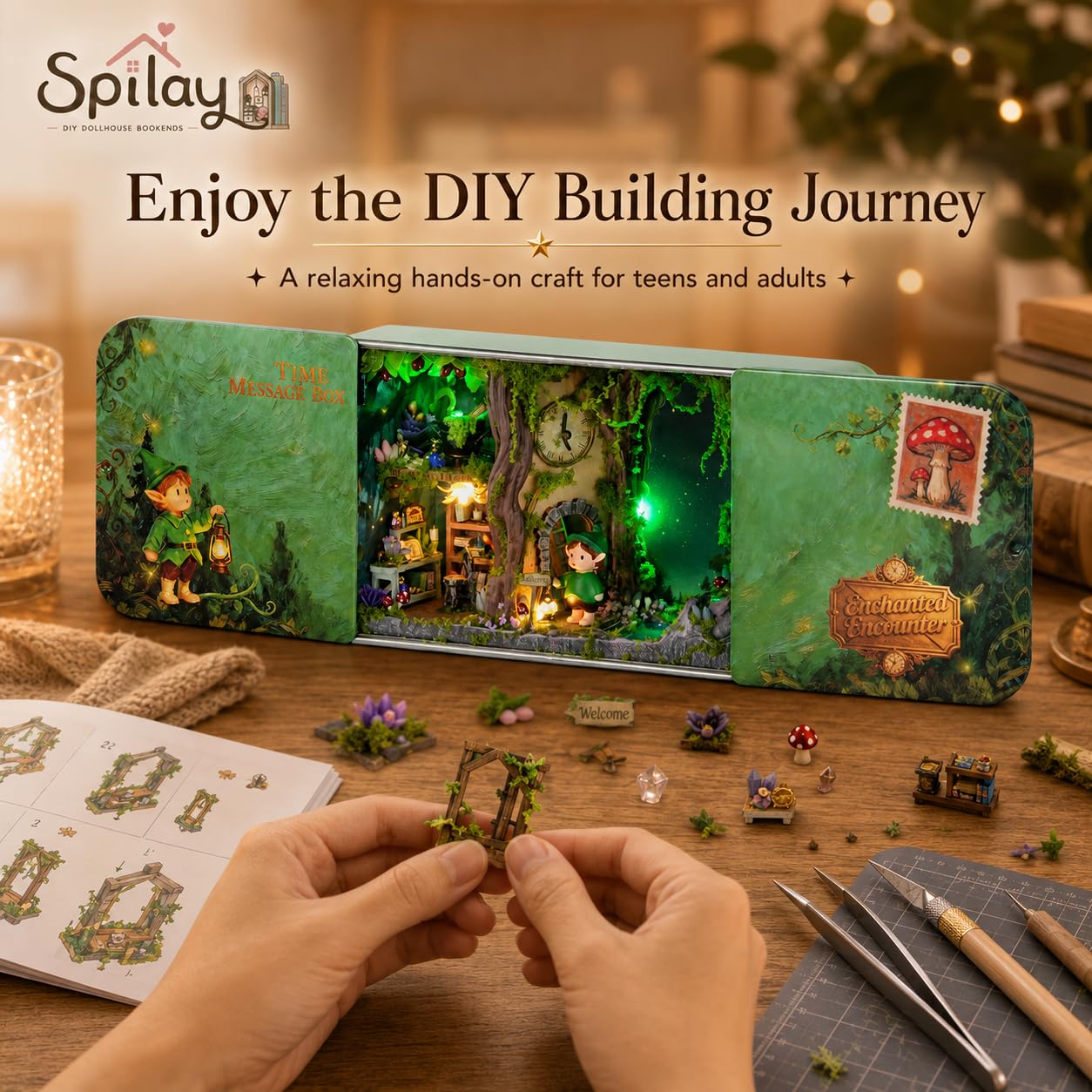 Spilay DIY Miniature House Kit for Adults, Miniature Dollhouse Kit