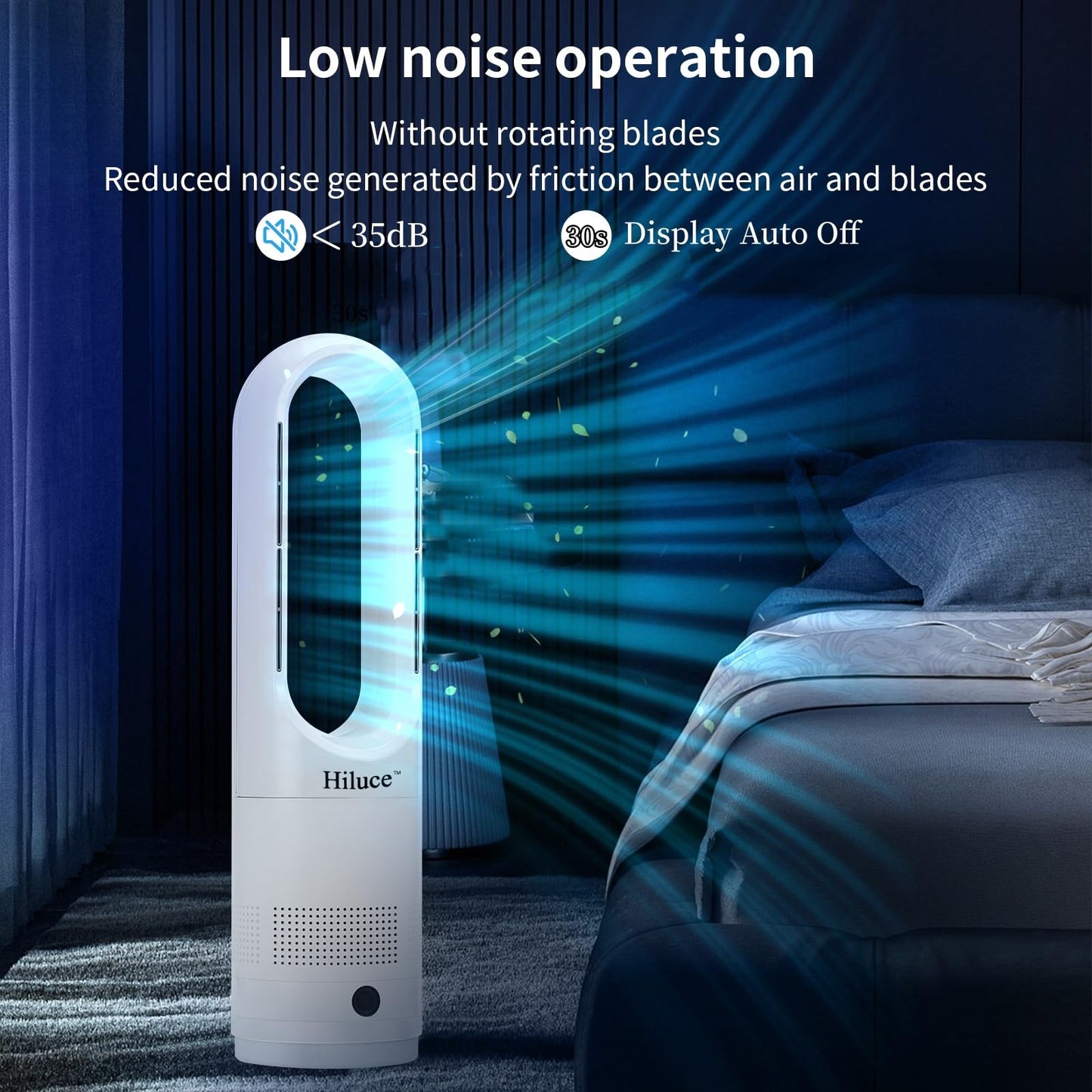 Hiluce All Season Bladeless Fan, 1400W Space Heater & 40W Tower Fan Combo with Remote,25dB Quiet Heater Fan Combo,90° Oscillation,8 Speeds, 9H Timer,Fast Safety Heat for Bedroom, Kitchen, Office 22"