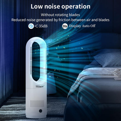 Hiluce All Season Bladeless Fan, 1400W Space Heater & 40W Tower Fan Combo with Remote,25dB Quiet Heater Fan Combo,90° Oscillation,8 Speeds, 9H Timer,Fast Safety Heat for Bedroom, Kitchen, Office 22"