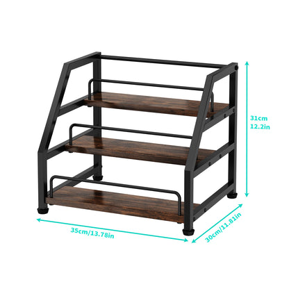 HapiRm Liquor Bottle Display Shelf - 3-Tier Stepped Liquor Cabinet Bar with Protective Fence, Countertop Wine Rack for Home