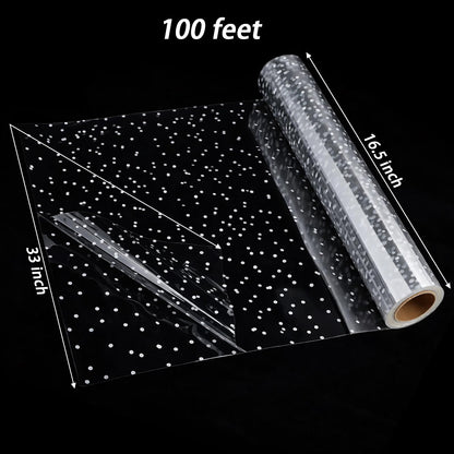 yarlung 2 Pack 33 Inch x 100 Feet Clear Cellophane Wrap Roll with White Dot, Folded Thick Transparent Gift Wrapping Paper for Gift Baskets, Candy Treats, Flower Bouquets, Arts Crafts
