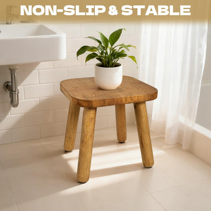 YEXEXINM 2 Pack Small Wooden Step Stools 9 Inch, Non-Slip One Step Stool Holds 300 lbs, Sturdy Bathroom Stool Plant Stand Square Footstool for Bedroom, Bathroom, Nursery, Easy Assembly