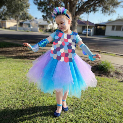 Kavoc Rainbow Costume Set Includes Rainbow Tutu Skirt Mermaid Scale Fabric Pieces Book Story Character Costume Accessories for World Book Day Cosplay Party Supplies