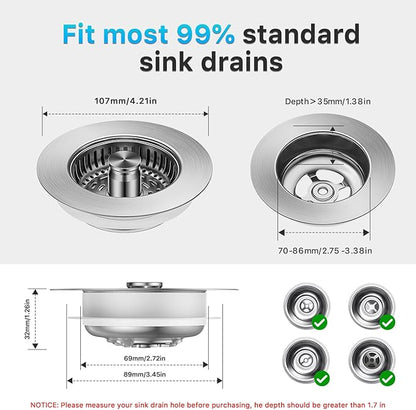 1S-Install Upgraded Kitchen Sink Strainer & Stopper – Pop-Up Fast Drain