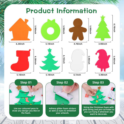 Max Fun Christmas Crafts for Kids Toddlers, 350Pcs Foam Ornaments DIY Christmas Arts and Crafts Kits Bulk Stickers Set, Xmas Tree Snowman Christmas Decorations Crafts Party Favors Supplies