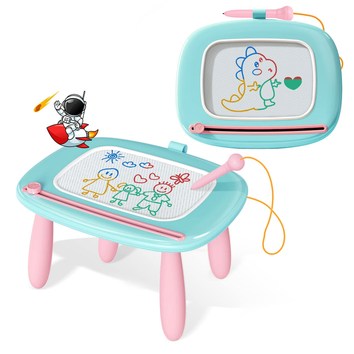 Kikidex Toddlers Toys Age 1-3, Magnetic Drawing Board, Doodle Board Pad Learning and Educational Toys for 1 2 3 Year Old Baby Kids Birthday Gift (Mint Blue)