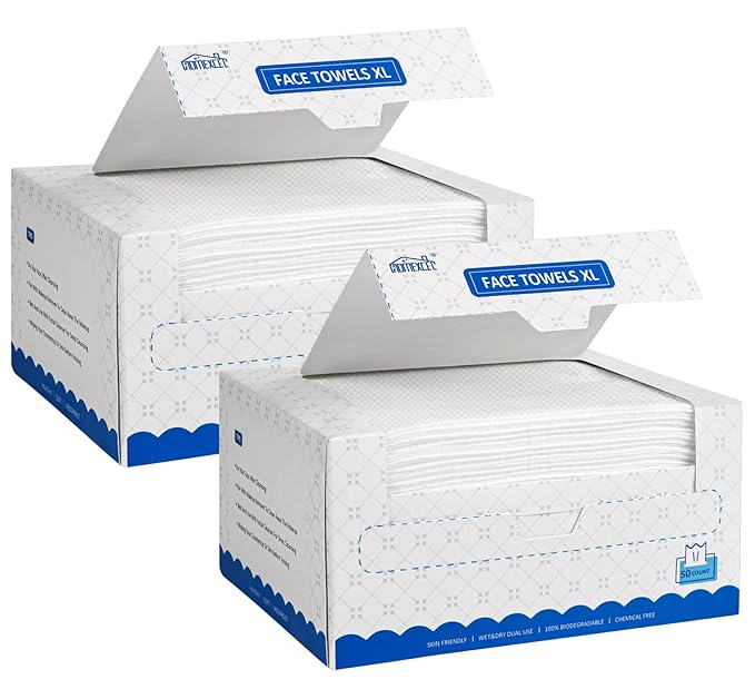HOMEXCEL Face Towels 100 Count, Disposable Makeup Remover Wipes, Super Soft