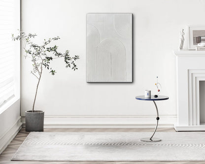 Creespi White Textured Wall Art - Hand Painted Abstract Oil Painting On Canvas 24x36 inch,Modern Minimalist Art Painting for Wall Décor