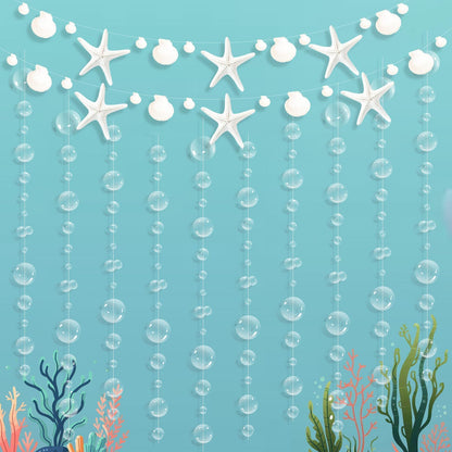 Under The Sea Party Decorations Bubble Seashell starfish Garlands Mermaid Banner Beach Ocean Cutouts Hanging Garland Streamers for Kid Birthday Bachelorette Baby Shower Coastal Nautical Party Supplies