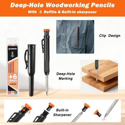 RONGPRO Aluminum Alloy 12in Carpenter Square and 12in Zinc-Alloy Combination Square Set, CNC-Machined with Woodworking Pencil, Carpenter Measuring Layout Tool for Woodworking and Home DIY.