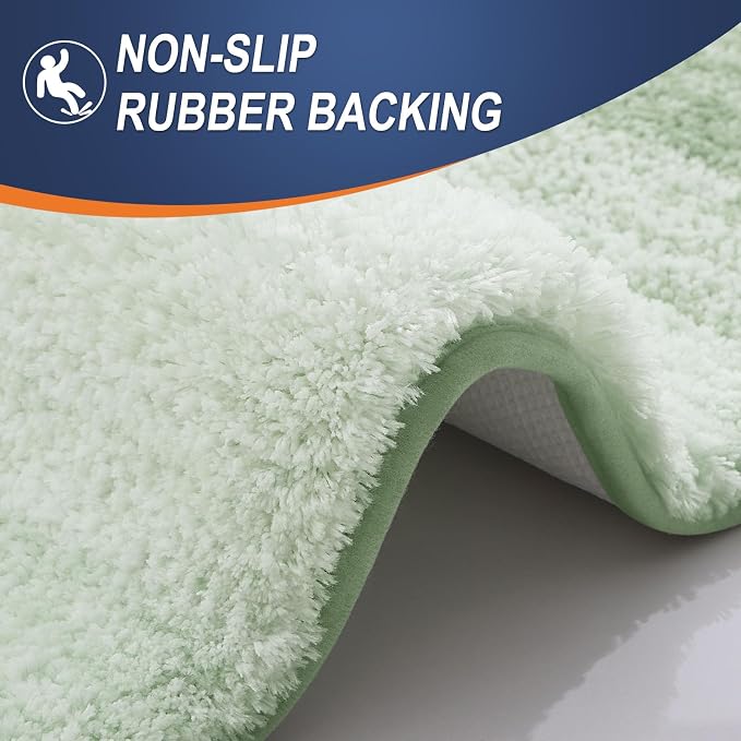 OLANLY Bathroom Runner Rugs Mat 59x24, Extra Soft Absorbent Microfiber Bath Rugs, Rubber Backing, Quick Dry, Washable Long Bath Mats for Bathroom, Tub and Shower, Home Decor Accessories, Sage Green