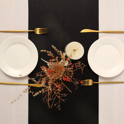 5 Pack Black Table Runners 12 x 108 Inches Long Smooth Silk Satin Table Runner for Party Wedding Birthday Banquet Decoration