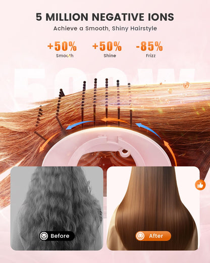 5-in-1 Professional Hair Dryer Brush, Powerful Multi-Styler with Auto-Wrap Curlers, Fast Drying Curling Straightening Volumizing Without Heat Damage, Storage Case Best Gift for Girl/Women