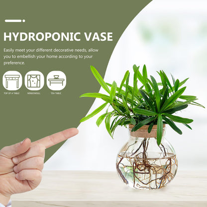 Yardwe Small Ball Glass Hydroponic Plant Vase, 4.33 Inch Round Propagation Vase Bottle for Plant Cuttings, Mini Terrarium Bottle for Desktop Home Decor