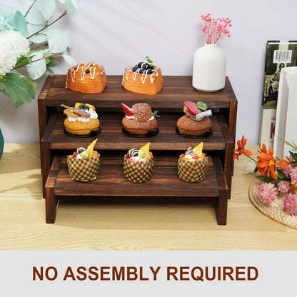 Infankey 3-Tier Wooden Cupcake Stand & Display Risers, for Food Desserts & More, Sturdy & Reusable