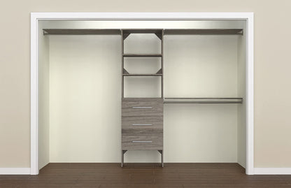 ClosetMaid SuiteSymphony Wood Closet Organizer Kit with Tower, 3 Hang Rods, Top Shelves, 3 Drawers, Modern, Fits Spaces 7 - 10 ft. Wide, Graphite Grey