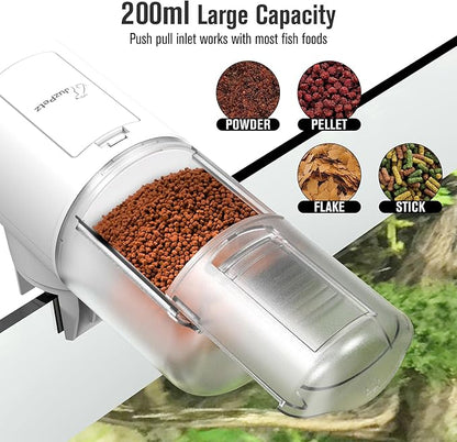 JuzPetz Automatic Fish Feeder Dispenser for Aquarium, 200ml Large Capacity Auto Turtle Fish Feeder for Small Tank, Battery Powered Food Feeding Timer for 7, 14 Day Weekend Vacation, Batteries Included