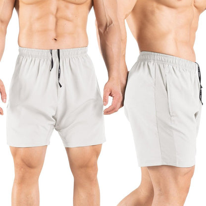 Gaglg Men's 5" Running Shorts 2 Pack Quick Dry Athletic Workout Gym Shorts with Zipper Pockets White/Red,Medium