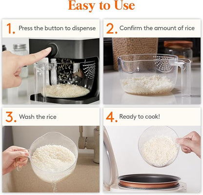 Lifewit Rice Dispenser 25 Lbs(11.3kg), Rice Storage Container Sealed Moisture Proof with Measuring Cup for Kitchen Pantry Household, BPA-Free, 1 Pack Black