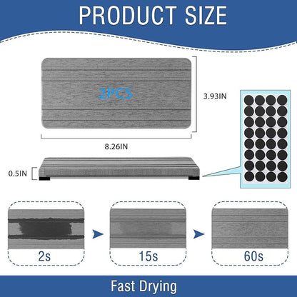 2PCS Water Absorbing Stone Tray, Quick Drying Diatomite Stone Sink Tray