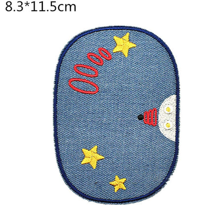 23PCS Cartoon Embroidery Cloth Sticker Iron On Denim Patches for Clothing Jeans Knee Hole Repair Patch
