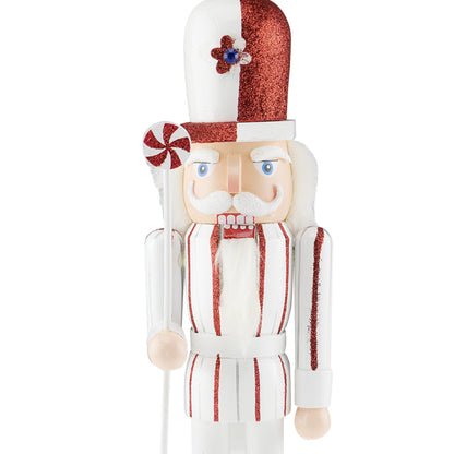 Clever Creations Peppermint 15 Inch Traditional Wooden Nutcracker, Festive Christmas Décor for Shelves and Tables