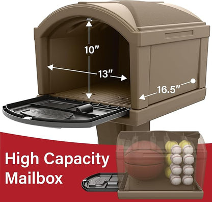 Simplay3 USPS T4 Extra Large Capacity XL Dig-Free Mailbox with Durable Double-Wall Construction, Weather-Resistant Design, and Easy No-Dig Installation, Driftwood, Made in the USA