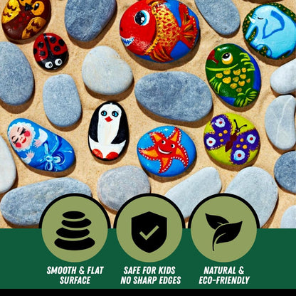 PGN 40 Large River Rocks for Painting - Stimulate Your Children’s Creativity with Our Painting Rocks for Kids - Flat and Smooth - Fun & Engaging Rock Painting with The Family - 2-4 Inches