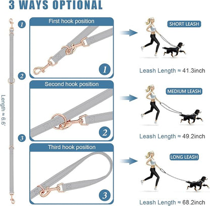 Soft Leather Dog Collar and Leash (6.6') Set - Stylish Rose Gold Heavy Duty Metal Buckle, 4 Adjustable Lengths Leash for Small Medium Large Dogs - Comfortable & Easy to Clean Grey S(12.2"-16.9")