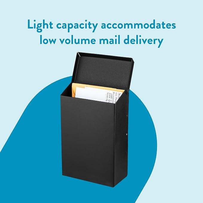 Architectural Mailboxes Modern Heritage Wall Mount Mailbox, Black, Small | Galvanized steel build for outside with weather-resistant outdoor construction and a rust-resistant powder-coat finish.