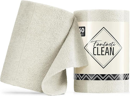 Fantasticlean Microfiber Cleaning Cloth Roll -60 Pack, Tear Away Paperless