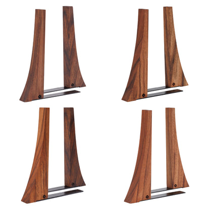 TILISMA Walnut Bookends for Shelves | Wooden Book Ends for Shelves | Sturdy Book Holders, Stoppers with Metal Base for Bookshelves | Slick Decorative Bookends Stands Firmly on Bookshelf (4 Pair)