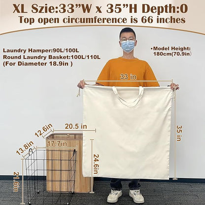 Canvas Laundry Bag 33"Wx 35"H, Thick Canvas Laundry Bag
