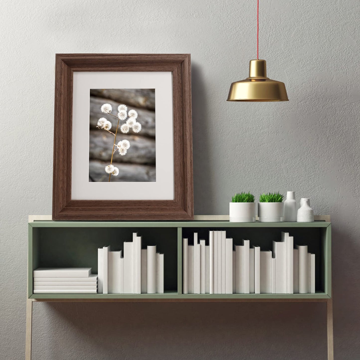 GraduationMall 8x10 Wooden Picture Frames,Display Photos 5x7 with Mat or 8x10 Without Mat,Real Glass,Wall or Tabletop Display,Rustic Brown Set of 2