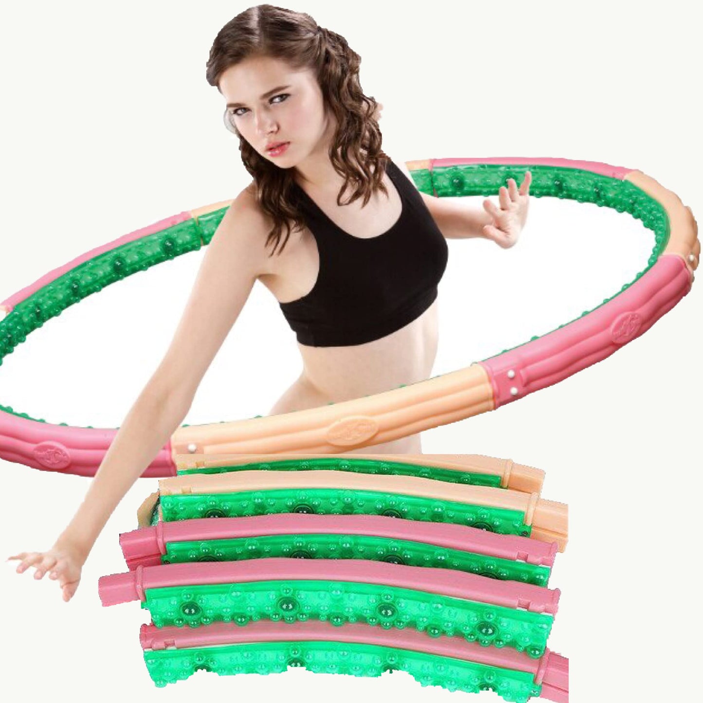 Weighted Fitness Hoop – 3.1kg (6.83lb) Cushioned Exercise Ring for Waist & Core Training, Soft EVA Foam Padding, Detachable 8-Section Design, Home Workout Equipment Made in Korea
