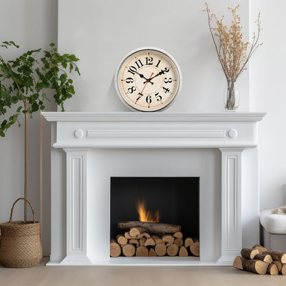 HYJOOY Wall Clock Metal 12.4" Retro Vintage Wall Clocks Countryside Style Silent Non Ticking Easy to Read for Living Room, Kitchen, Bedroom, Office, Bar(12.4" Beige)