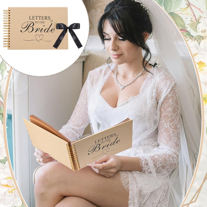 12.6 x 8.3 Inch Letters to The Bride Scrapbook Wedding Memory Book Photo Album Kit with Pens Tapes Flower and Stickers 40 Pages Bridal DIY Blank Paper Scrapbook Hardcover for Lover Friend Kid Wedding