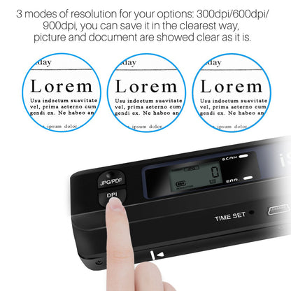 Portable Document Scanner, AOZBZ 900DPI Handheld Image Scanner, Scanning Wand,A4 Colour Photo Mobile Scanner Handy Scan (JPG/PDF Format, High Speed USB 2.0, Included 16G SD Card)