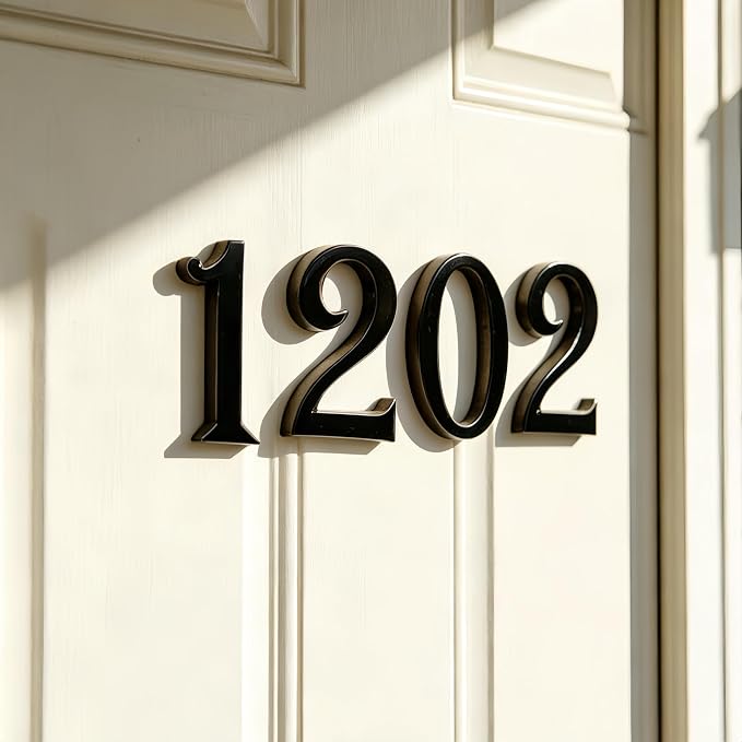 Mailbox Numbers 2 Inch, Black Door Address Number Stickers for Aprtment Office Home Room, Metal Shiny, Indoor or Outside all Suitable. (Dark, 2" - Set of 20)