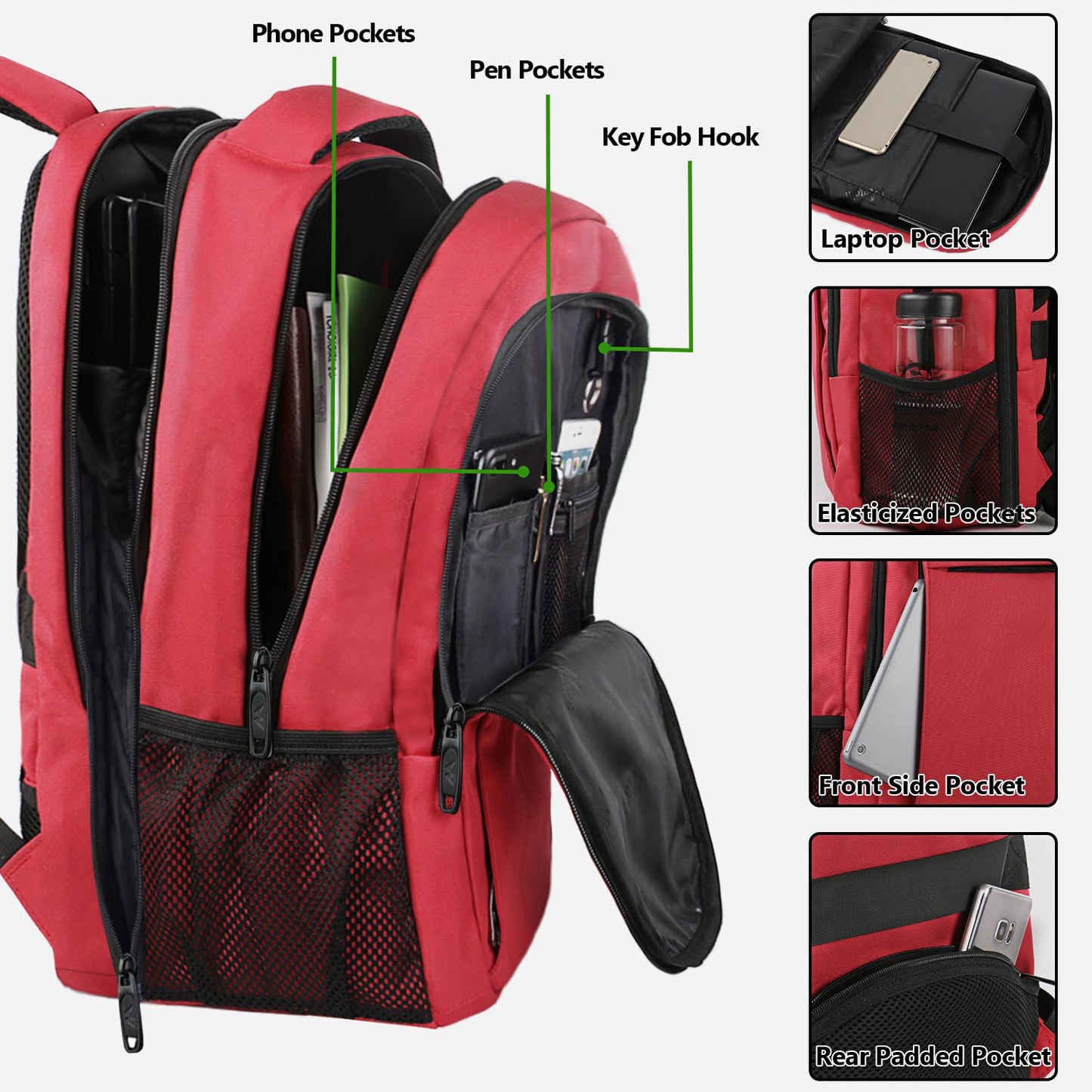 MATEIN 17 Inch Laptop Backpack for Women, Extra Large TSA Friendly Backpack with USB Charging Port, Anti Theft Carry On Flight Approved Business Work Travel College Computer Backpack Bag,Red
