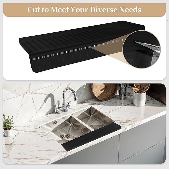 Sink Edge Protector with Suction Cup, Silicone Sink Splash Guard