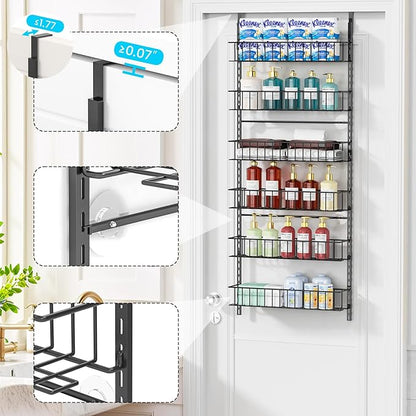 6-Tier Pantry Door Oragnizer, Over The Door Pantry Organizer Rack and Storage