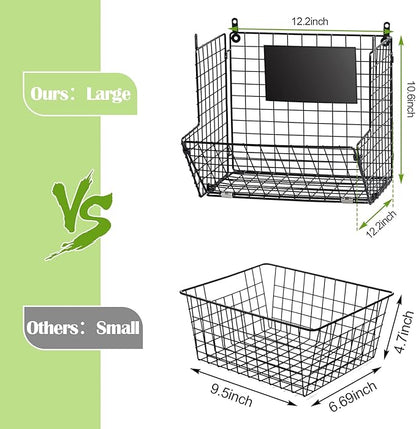 X-cosrack Metal Wire Basket Wall Mount, 3 Tier Wall Storage Basket Organizer