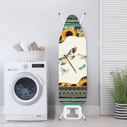 GLENLCWE Tribal Stripe Ironing Board Cover, Hippie Dragonfly Sunflower Iron