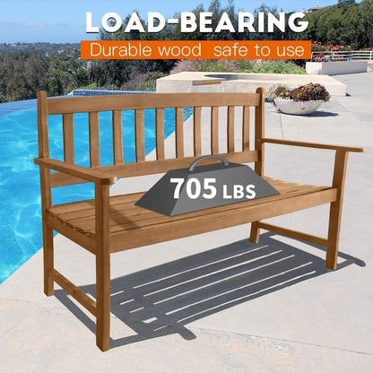 Patio Furniture Outdoor Patio Bench Wood Garden Bench Park Bench Acacia Wood for Pool Beach Backyard Balcony Porch Deck Garden Wooden Furniture, Natural Oiled