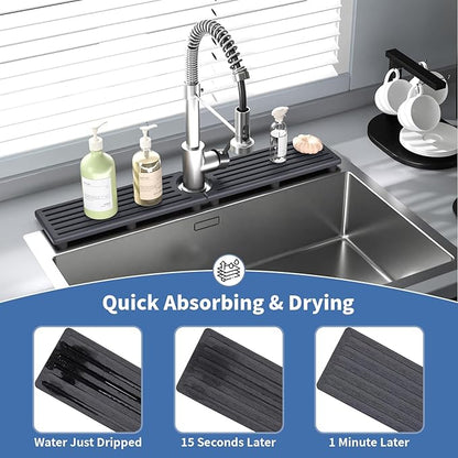 Faucet Mat for Kitchen Sink, Water Absorbent Kitchen Faucet Mat, Durable Sink