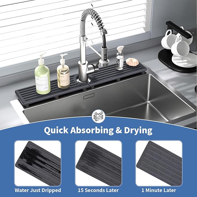 Kitchen Faucet Mat, Diatomite Sink Faucet Mat Splash Guard
