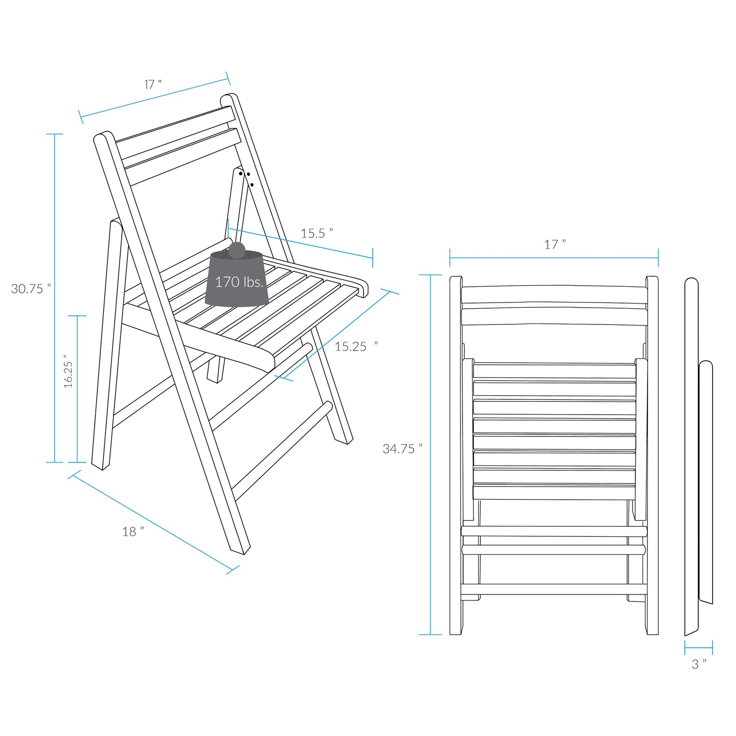 Casual Home Wooden Folding Chairs 2-Pcs Set - Espresso